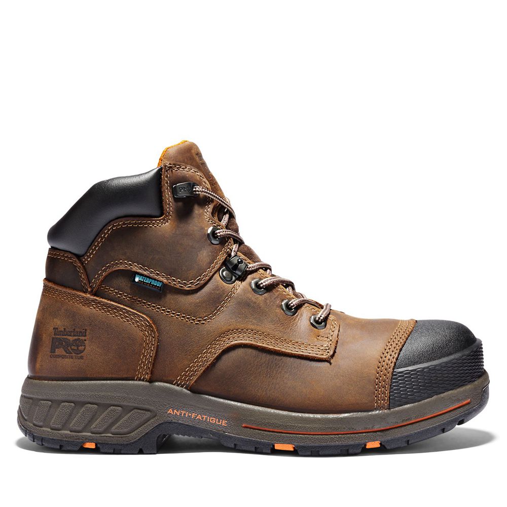 Timberland Μποτακια Εργασίας Ανδρικα Καφε/Μαυρα - Pro® Helix Hd 6" Comp Toe - Greece 4158093-DV